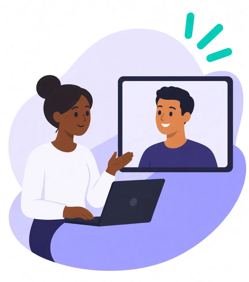 Advisor on a video call with a customer