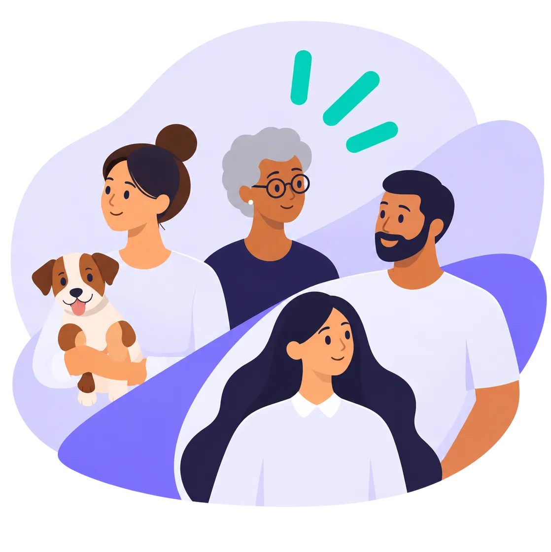 Illustrated family covered together